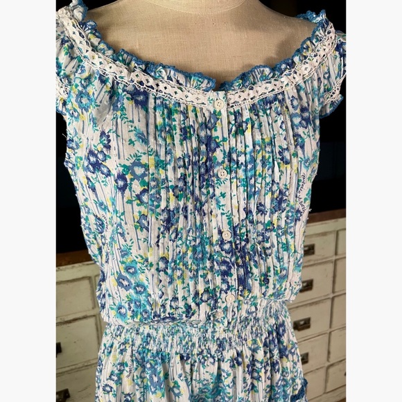Poupette St. Barth Alba Aqua Floral Dress L - Picture 4 of 11